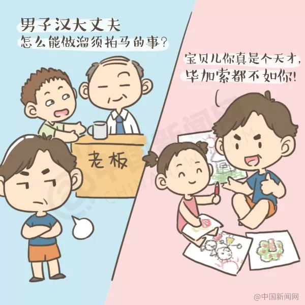 【漫画】爸爸节快乐! 其实每个爸爸都是“两面派” 【漫画】爸爸节快乐! 其实每个爸爸都是“两面派”