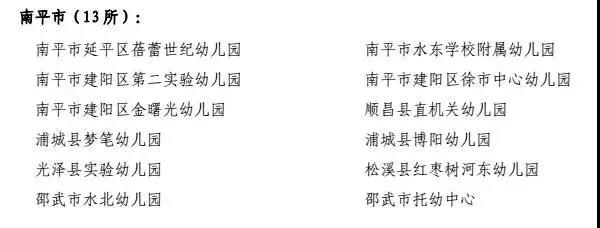 福建省第二批保教改革建设幼儿园名单
