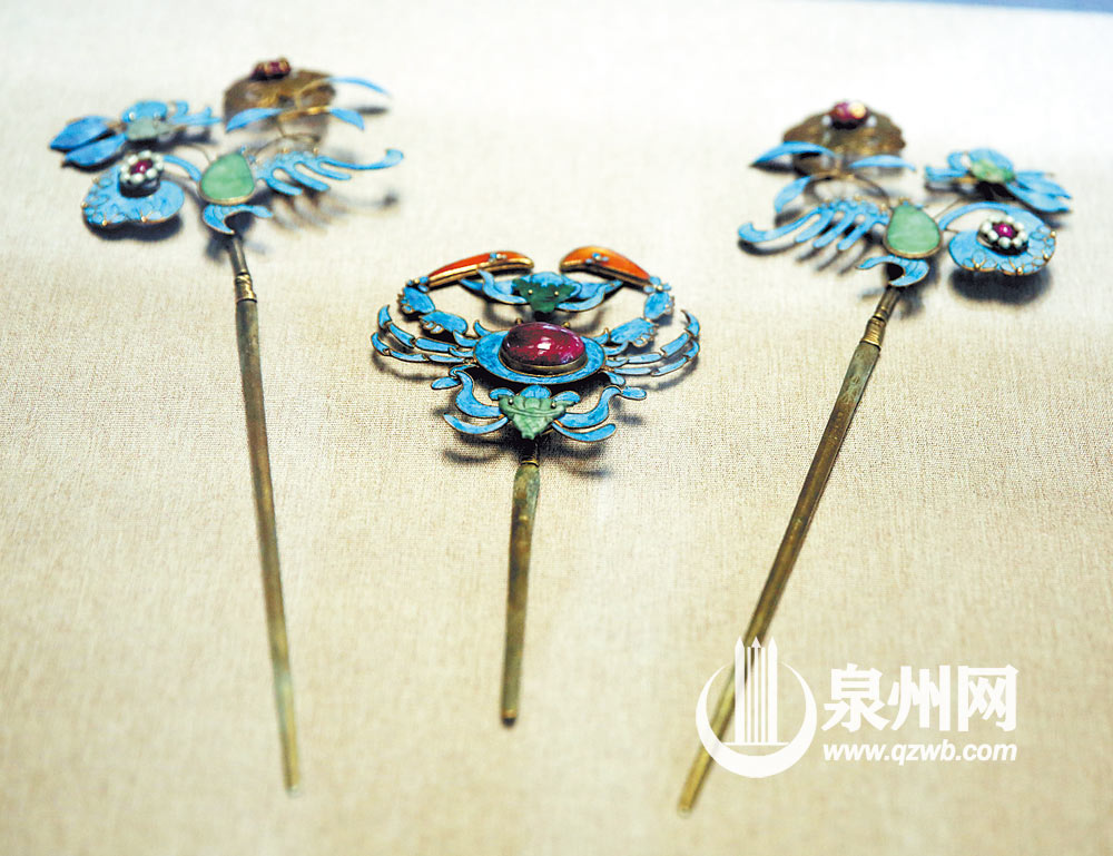 清代银点翠套簪