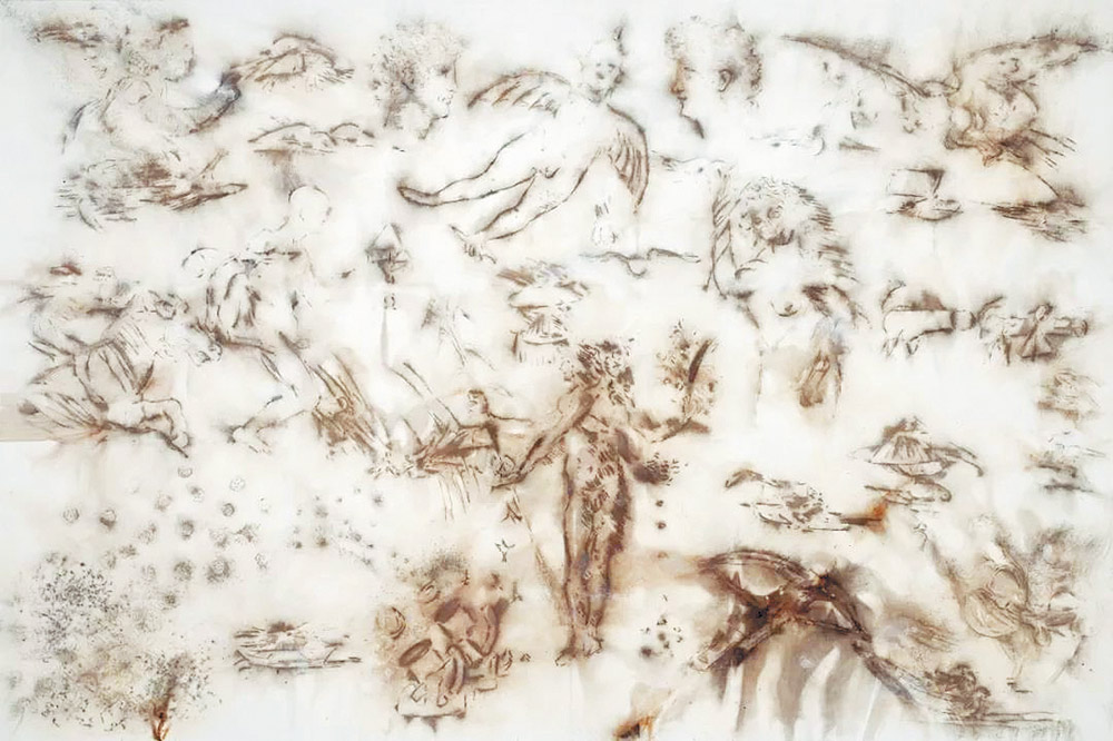 蔡国强创作的《鸟与鸟的手稿》