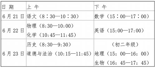 泉州今年中考于6月21日-23日举行
