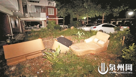 大件垃圾霸占绿化带