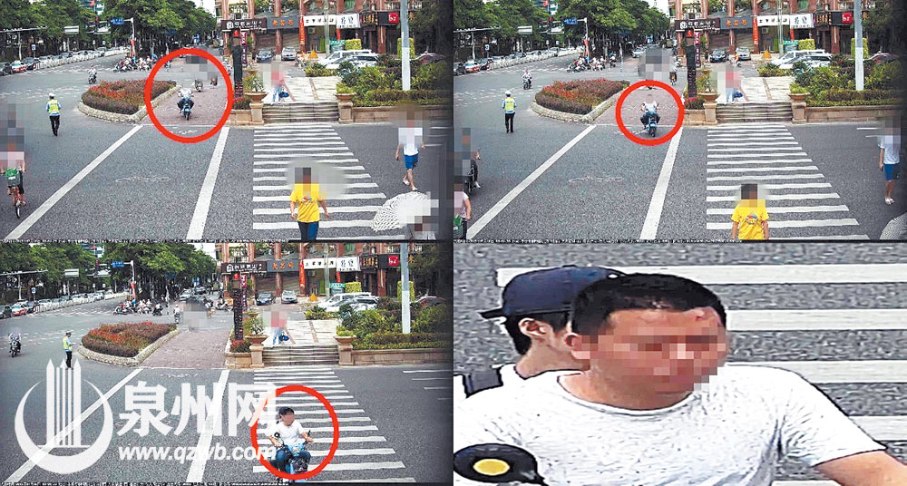 监控拍下闯红灯的市民