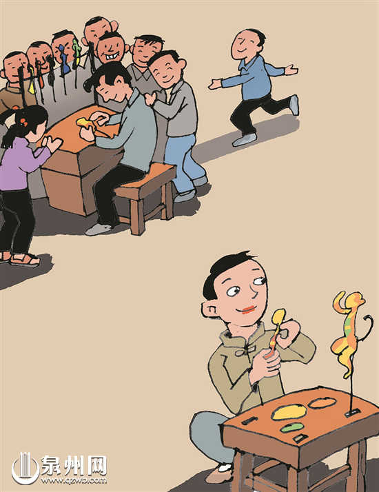 泉州非遗“妆糕人”项目传承人受到群众喜欢  洪志雄 插图