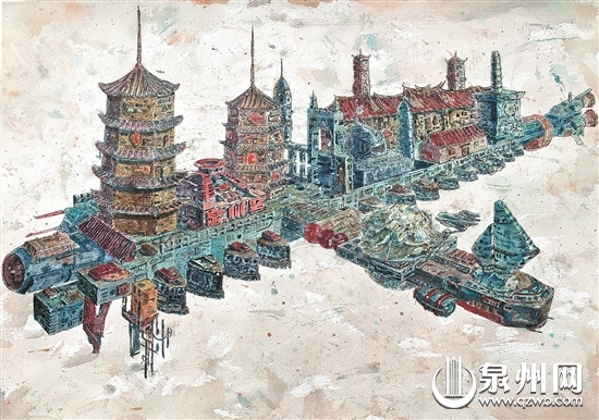 上色后的“泉州号”飞船，充满泉州元素。