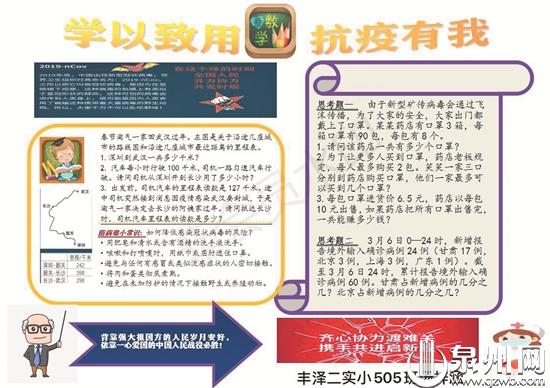 丰泽二实小“疫情中的数学”活动，引导学生关注热点，学会思考。