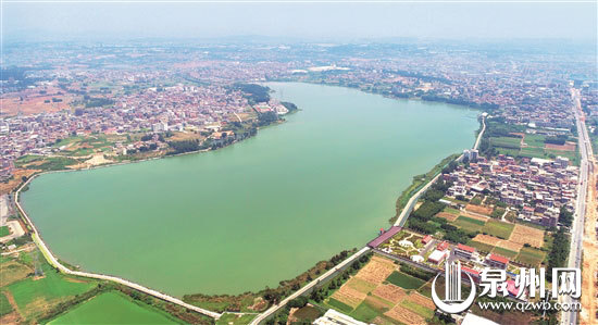 向金门供水的晋江龙湖水库及晋江龙湖取水泵站（无人机拍摄）