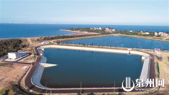 2018年8月7日拍摄的金门县田埔水库及田埔水库受水池。